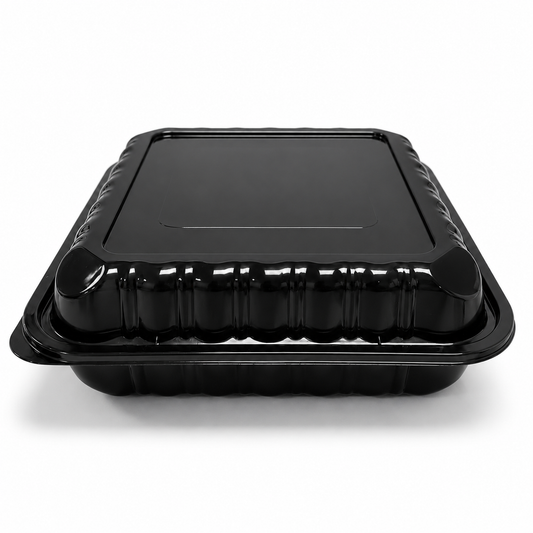 8x8 Hinged Container (1 Compartment) Shine Black - 150/Case