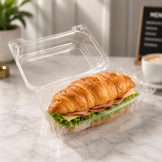 9''x 5'' Hinged Food Containers Clear PET - 250/Case