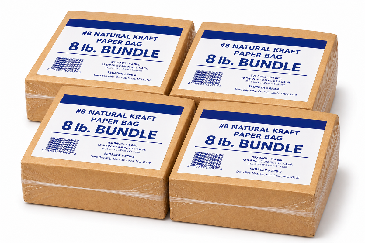 Imported 8 lb Natural Kraft Paper Bag - 4x500/Bundle