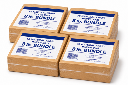 Imported 8 lb Natural Kraft Paper Bag - 4x500/Bundle