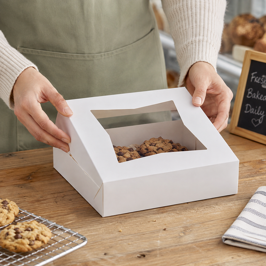 9" x 9" x 2 1/2" White Window Pie / Bakery Box / Cake Box - 200/Case