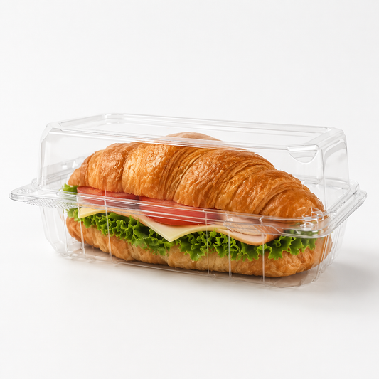 9''x 5'' Hinged Food Containers Clear PET - 250/Case