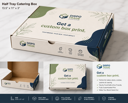 13" x 10 1/2" x 3 1/4" Half Size Corrugated Catering Box - 50/Case