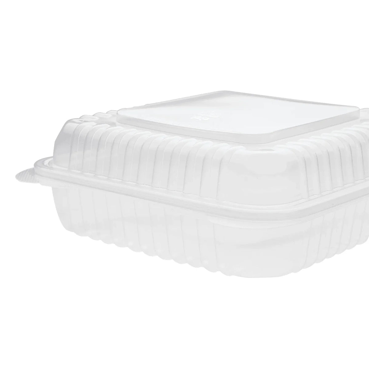 Clear Hinged Lid Plastic Container 9" x 9" x 3" - 200/Case