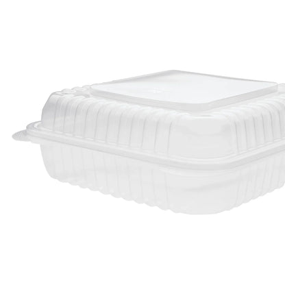 Clear Hinged Lid Plastic Container 9" x 9" x 3" - 200/Case