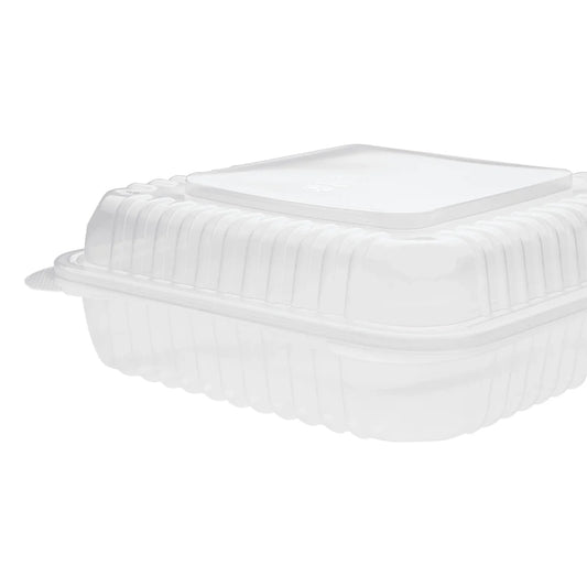 Clear Hinged Lid Plastic Container 9" x 9" x 3" - 200/Case