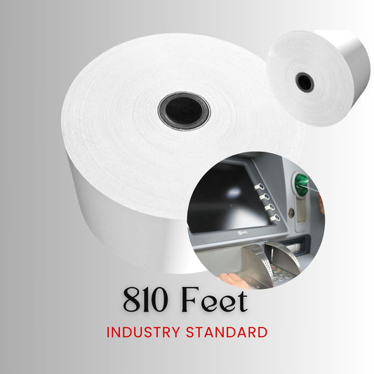 3 1/8" x 810' 45 GSM ATM Thermal Paper Roll – White (8/Case)