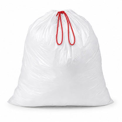 White Plastic Drawstring Trash Can Liners 13 Gallon 24" x 28"
