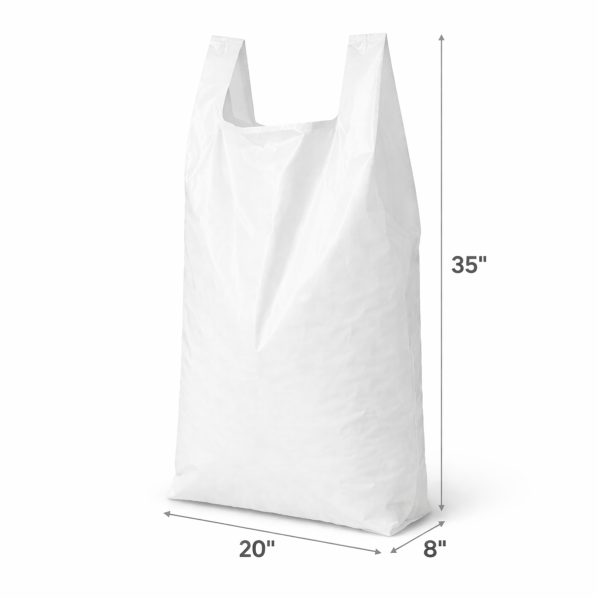 White Jumbo Plastic Utility Bags 20" x 8" x 35" 24 Mic - 200/Case