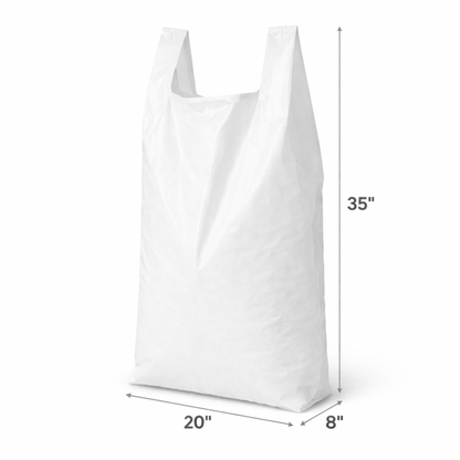 White Jumbo Plastic Utility Bags 20" x 8" x 35" 24 Mic - 200/Case