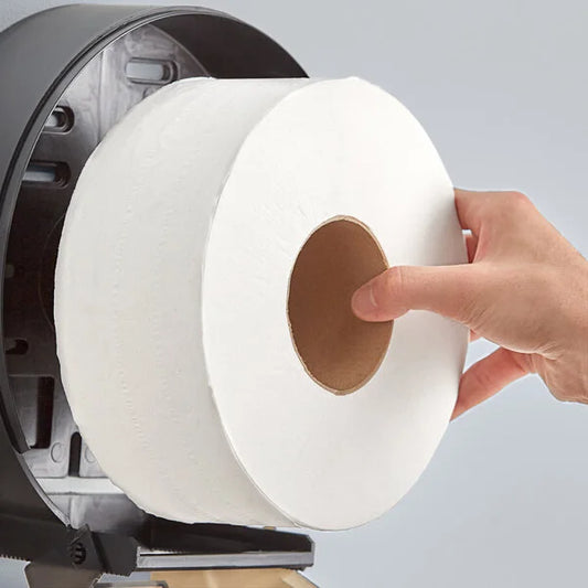2-Ply Universal Jumbo Toilet Paper Roll with 9" Diameter - 12/Case