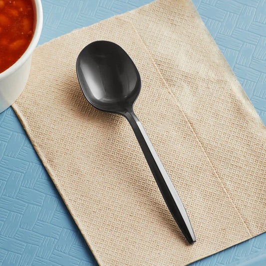 Soup Spoon Black Medium Weight (No Wrap) - 1,000/Case