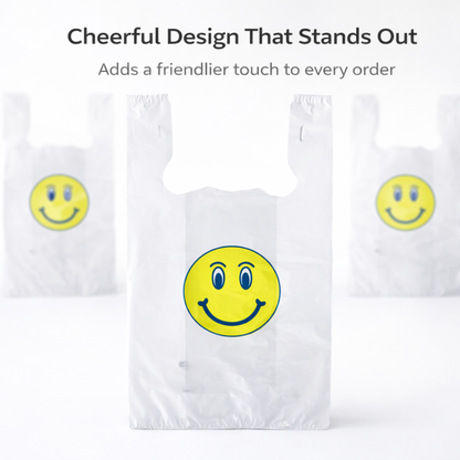 White T-Sack Happy Face 12X7X22 15 Mic - 800/Case