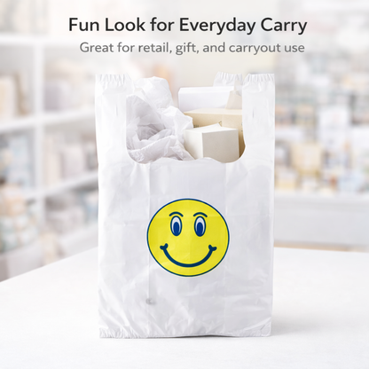 White T-Sack Happy Face 12X7X22 15 Mic - 800/Case