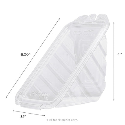 17oz Clear PET Tamper Resistant Hinged Sandwich Wedge Container - 200/Case