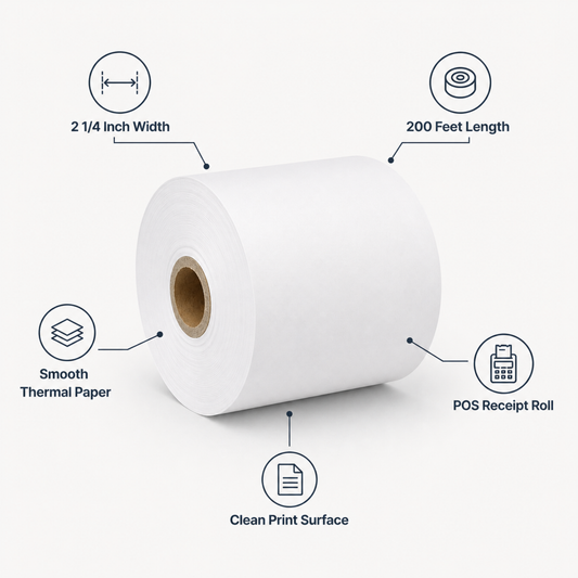 2 1/4" X 200 Feet Thermal Paper Roll - (50/Case)