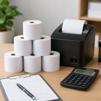 2 1/4" x 80' Thermal Paper Roll White – White (50/Case)