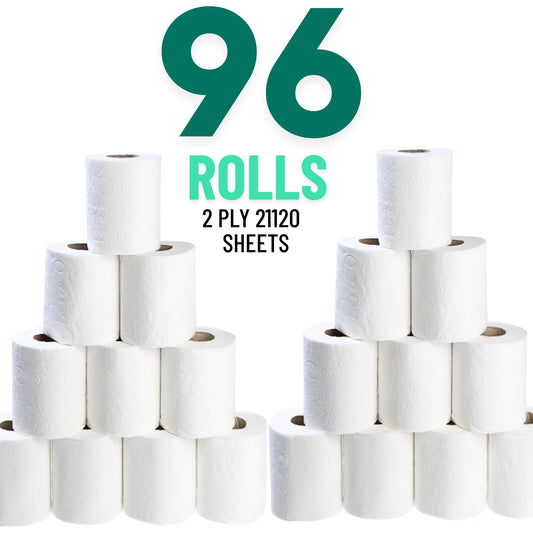 Toilet Paper Roll Virgin 2 PLY Bath Tissue 10x9cm - 96 Roll/Case