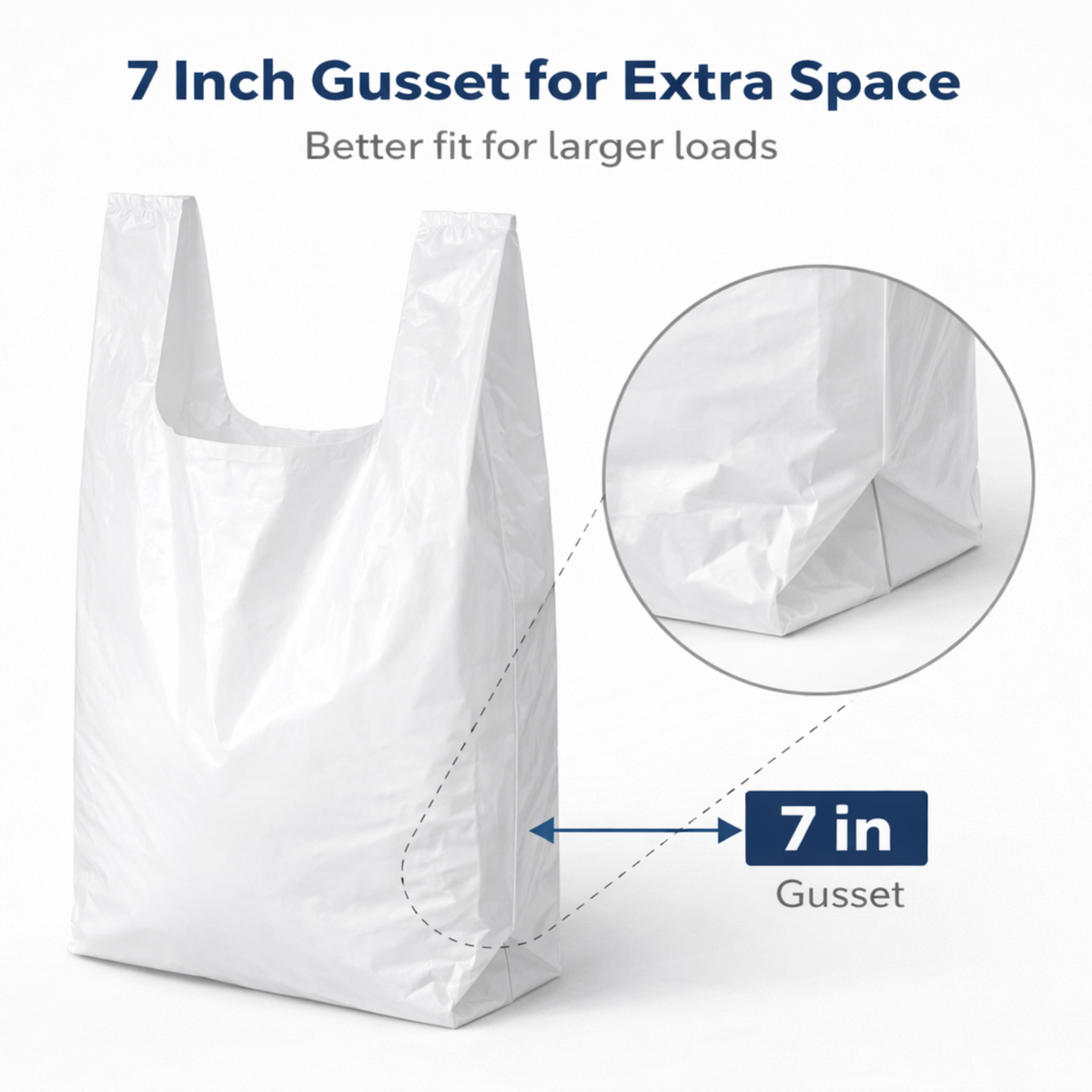 White Extra Large Plastic T-Shirt Bags 15" x 7" x 26" 14 Mic - 500/Case