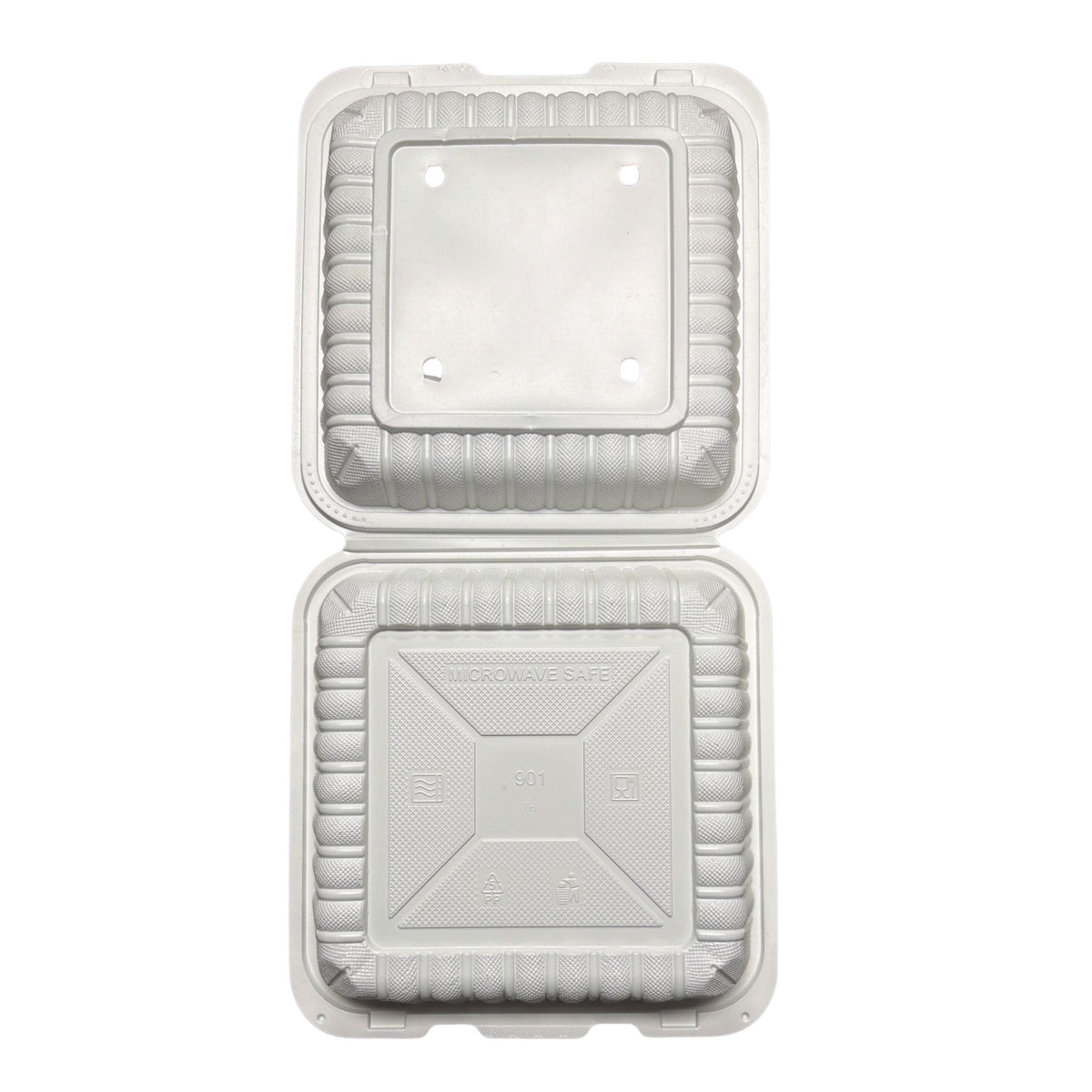 White Hinged Container (Mineral-Filled Polypropylene) 1 Compartment 8x8