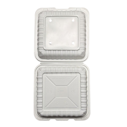 White Hinged Container (Mineral-Filled Polypropylene) 1 Compartment 8x8