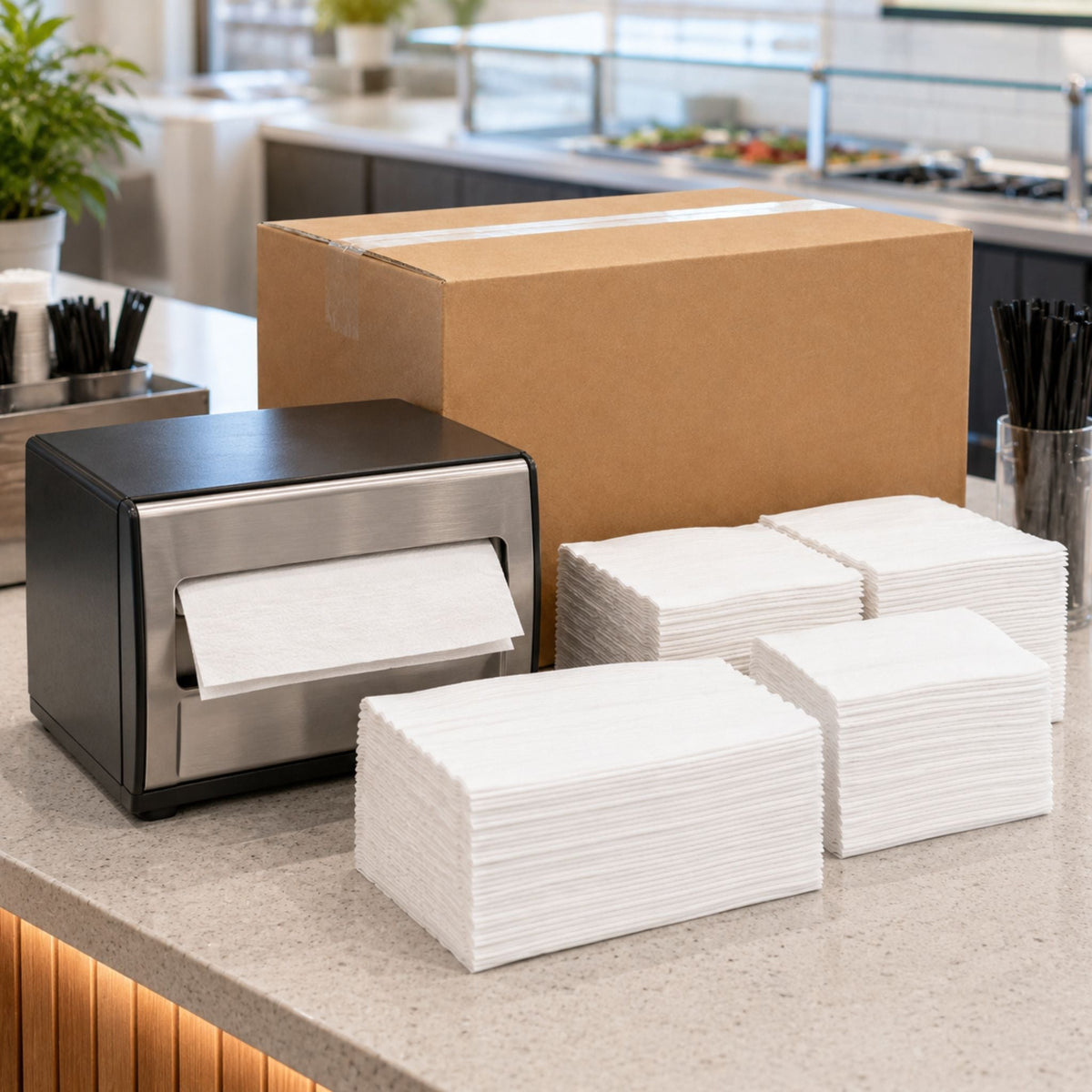 White Interfold Dispenser Napkins - 6,000/Case