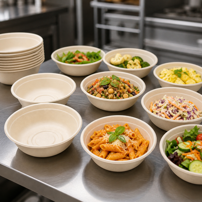 Rise Up 24 oz Natural Bagasse Round Bowl - 400/Case