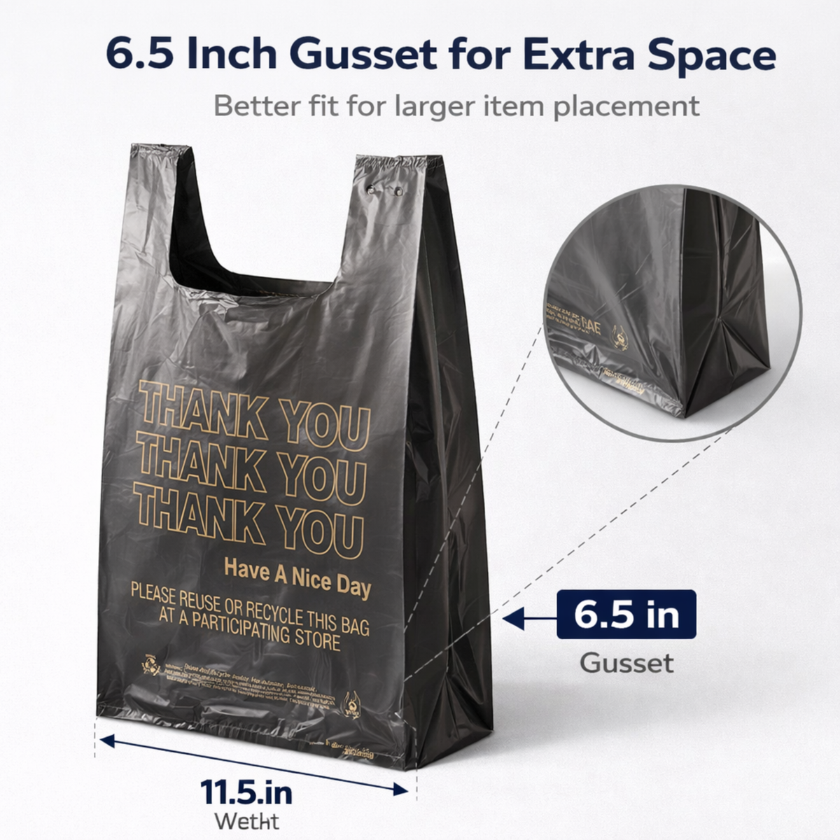 Black T-Sack Large 11.5" x 6.5" x 21" 0.51 Mill - 1000/Case