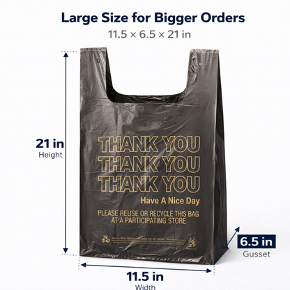 Black T-Sack Large 11.5" x 6.5" x 21" 0.51 Mill - 1000/Case