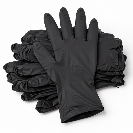 Large Black Powder-Free Nitrile 4 Mill Thick Gloves