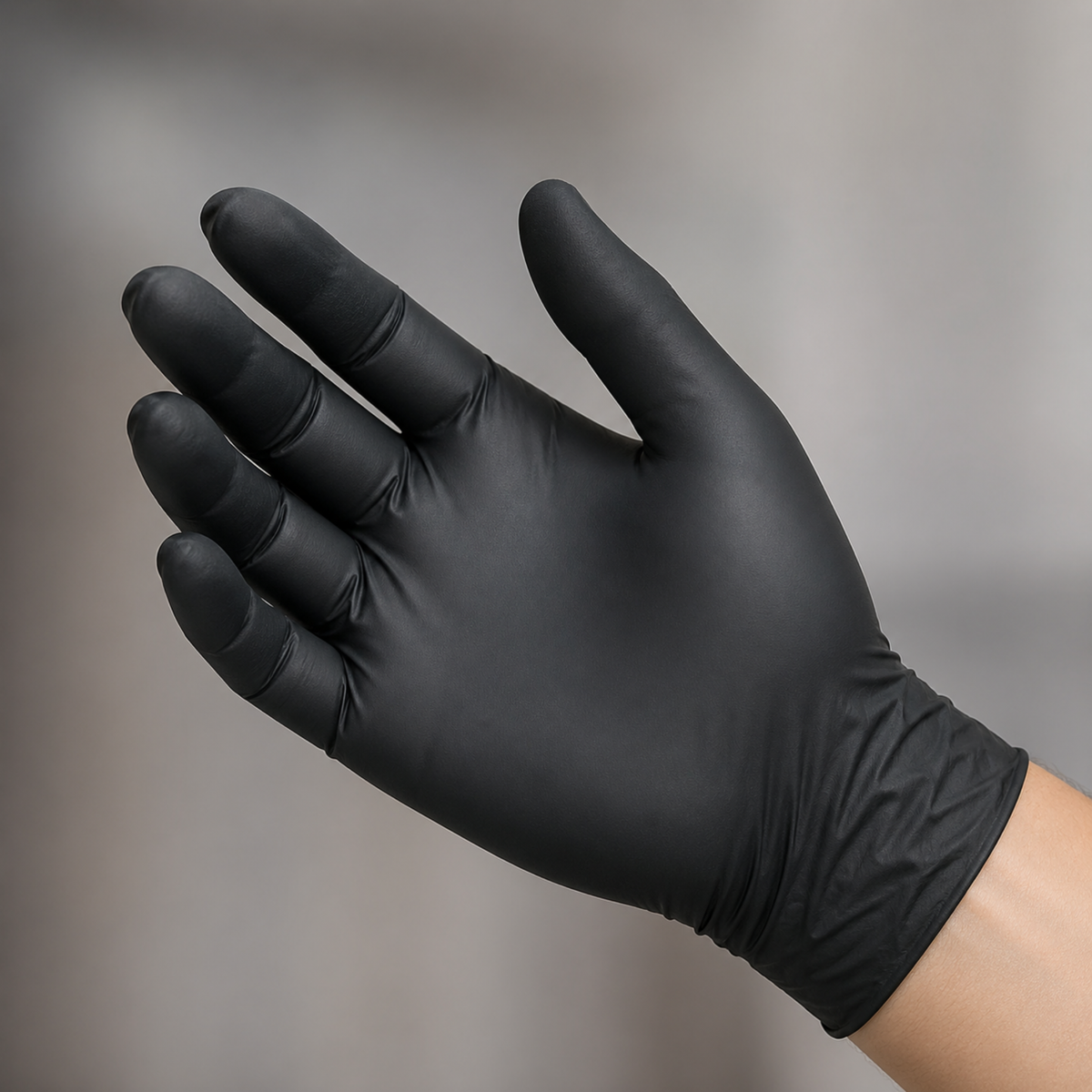 Large Black Powder-Free Nitrile 4 Mill Thick Gloves