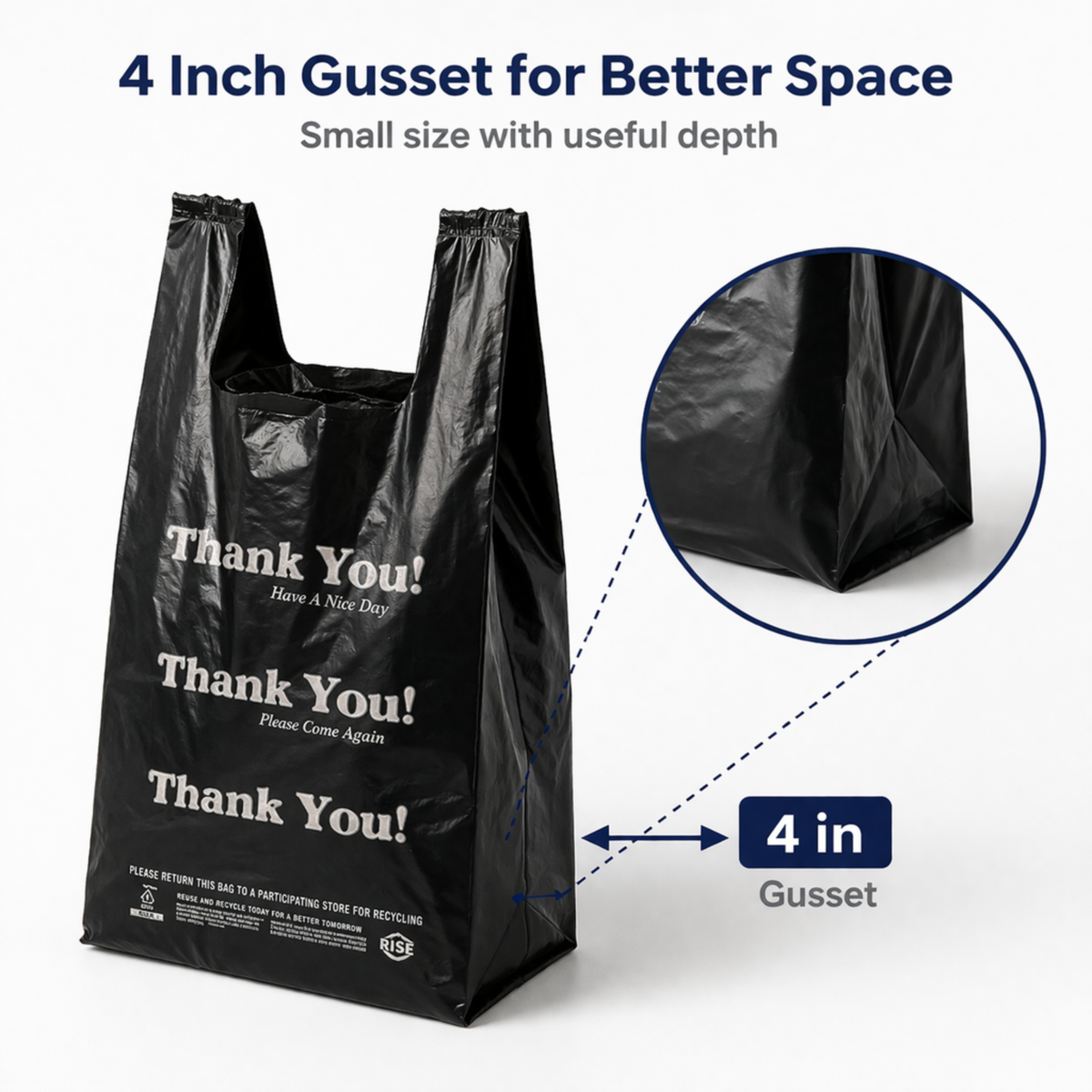 Black T-Sack Small 8" x 4" x 16" 13 Mic - 1000/Case