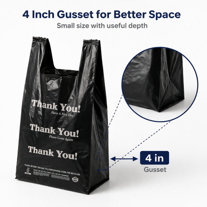 Black T-Sack Small 8" x 4" x 16" 13 Mic - 1000/Case