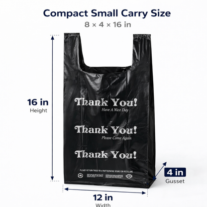 Black T-Sack Small 8" x 4" x 16" 13 Mic - 1000/Case