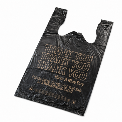 Black T-Sack Medium “Thank You” 10" x 5" x 18" - 14 Mic - 1,000/Case