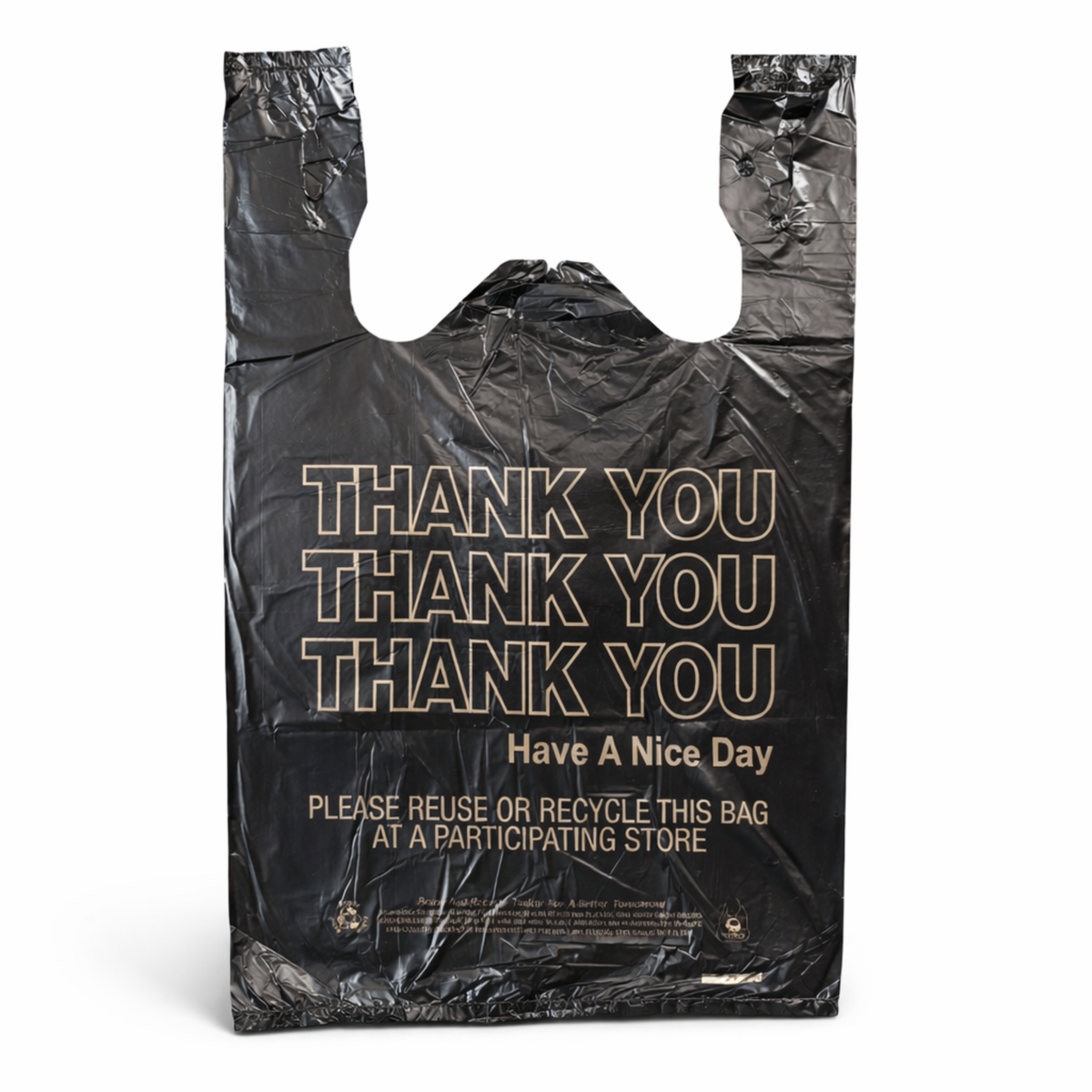 Black T-Sack Medium “Thank You” 10" x 5" x 18" - 14 Mic - 1,000/Case