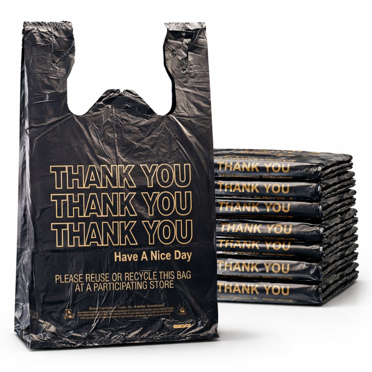 Black T-Sack Medium “Thank You” 10" x 5" x 18" - 14 Mic - 1,000/Case