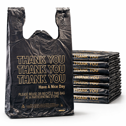 Black T-Sack Medium “Thank You” 10" x 5" x 18" - 14 Mic - 1,000/Case
