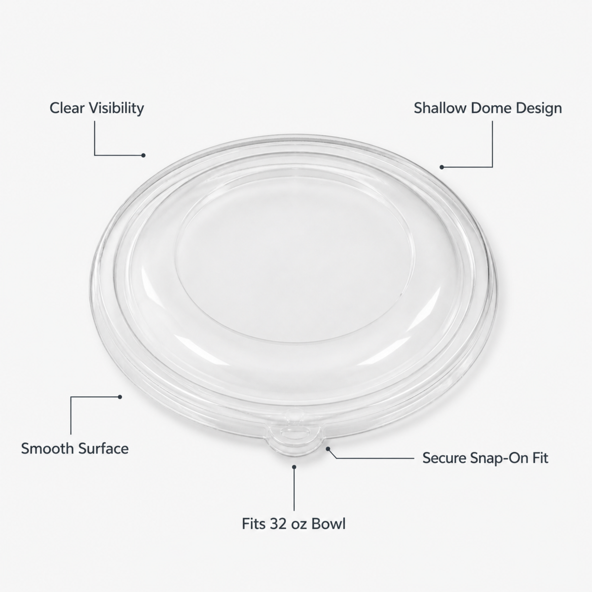 Rise Up Clear Plastic Lid for 32 oz Bagasse Bowl - 500/Case