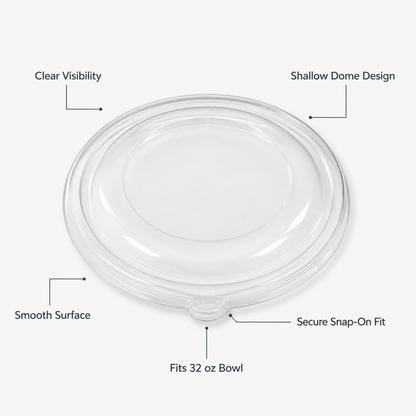 Rise Up Clear Plastic Lid for 32 oz Bagasse Bowl - 500/Case