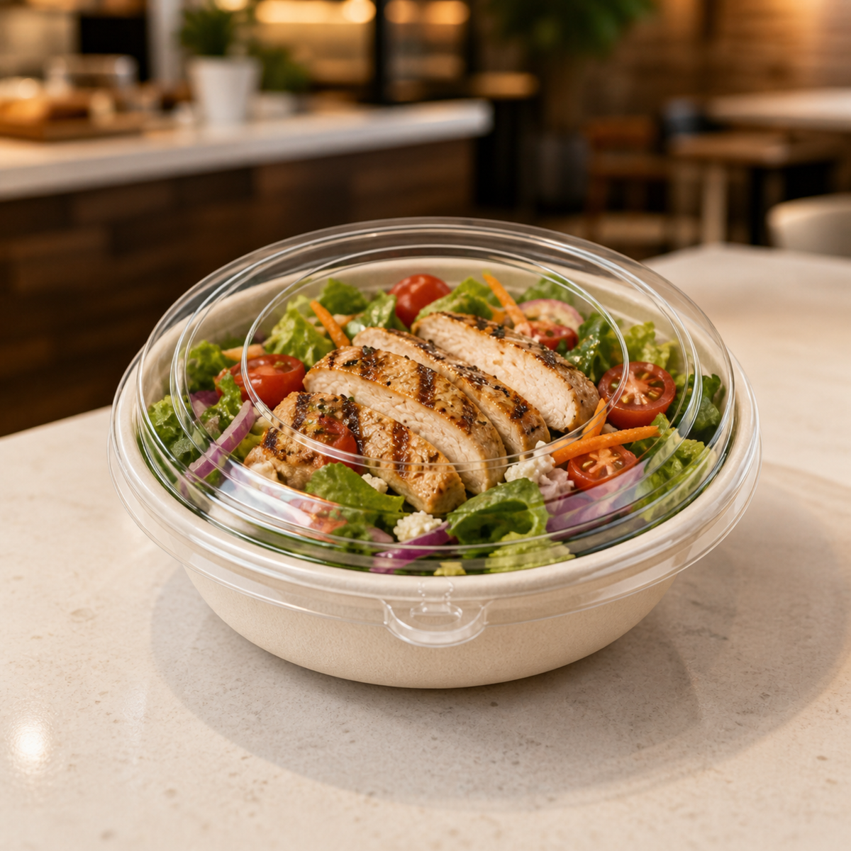 Rise Up Clear Plastic Lid for 32 oz Bagasse Bowl - 500/Case