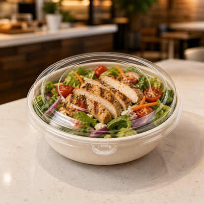 Rise Up Clear Plastic Lid for 32 oz Bagasse Bowl - 500/Case