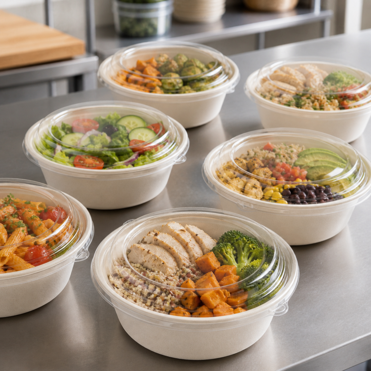 Rise Up Clear Plastic Lid for 32 oz Bagasse Bowl - 500/Case