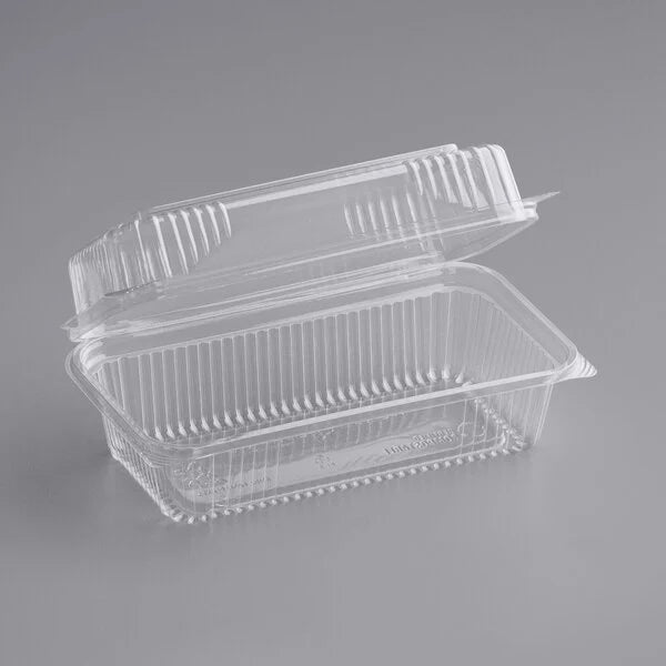 Clear Compostable PLA Hinged Clamshell Container 9" x 5" x 3" - 200/Case