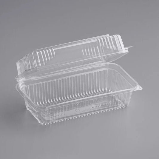 Clear Compostable PLA Hinged Clamshell Container 9" x 5" x 3" - 200/Case