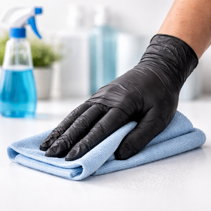 Medium Black Powder-Free Nitrile 4 Mill Thick Gloves