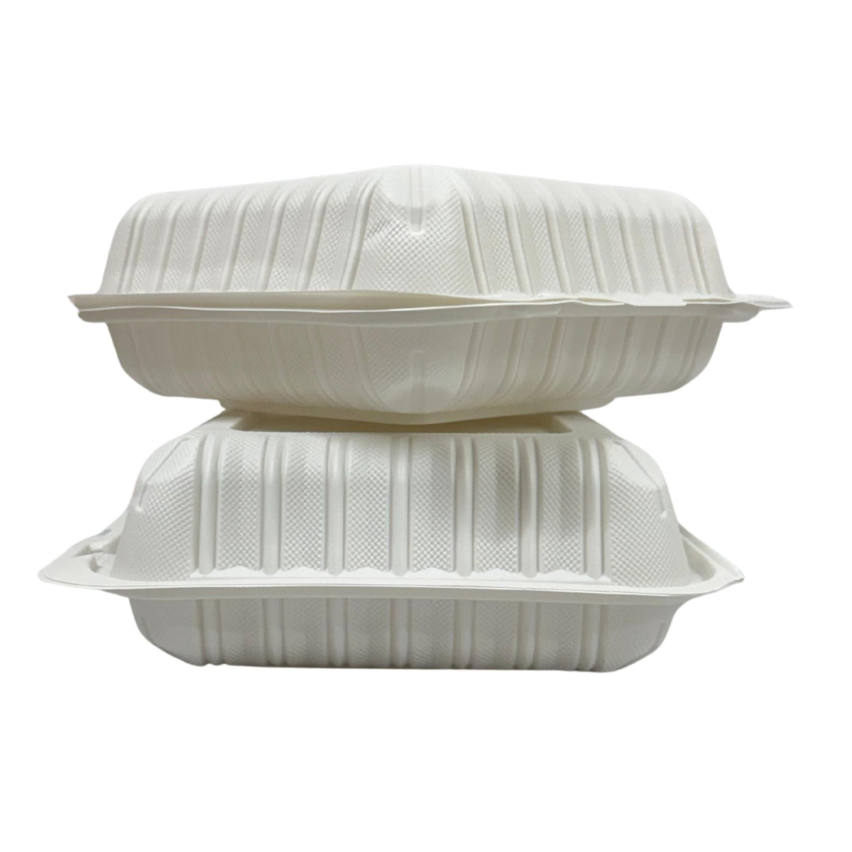 White Hinged Container (Mineral-Filled Polypropylene) 3 Compartment 8x8