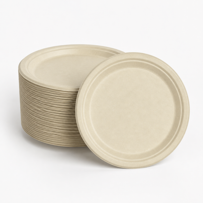 Rise Up 10" Natural Bagasse Round Plate