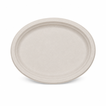 Rise Up 12.5" Natural Bagasse Oval Plate - 500/Case