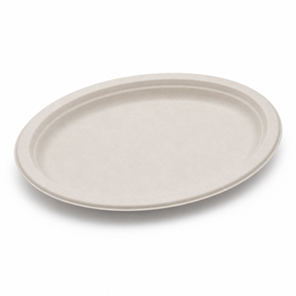 Rise Up 12.5" Natural Bagasse Oval Plate - 500/Case